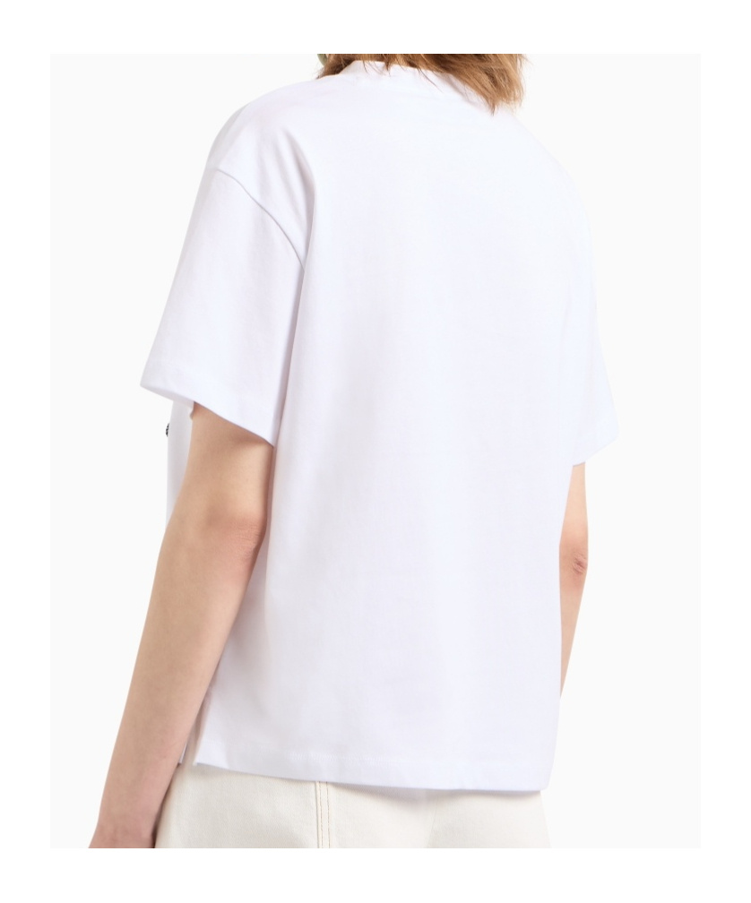Shop Emporio Armani Lurex-logo Cotton T-shirt In White