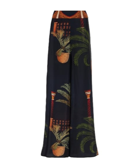 Johanna Ortiz Printed High-rise Silk Wide-leg Pants In Black