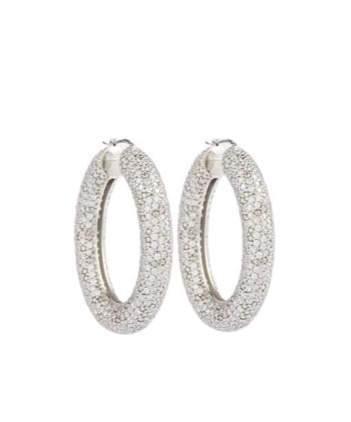 Jil Sander Crystal-embellished Hoop Earrings In White