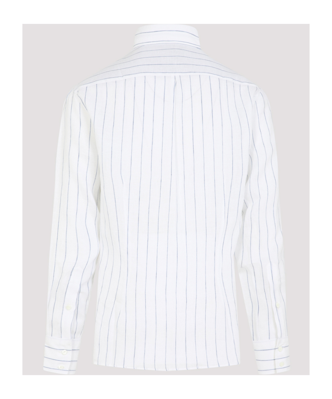 Brunello Cucinelli Striped Pattern Linen Shirt In White