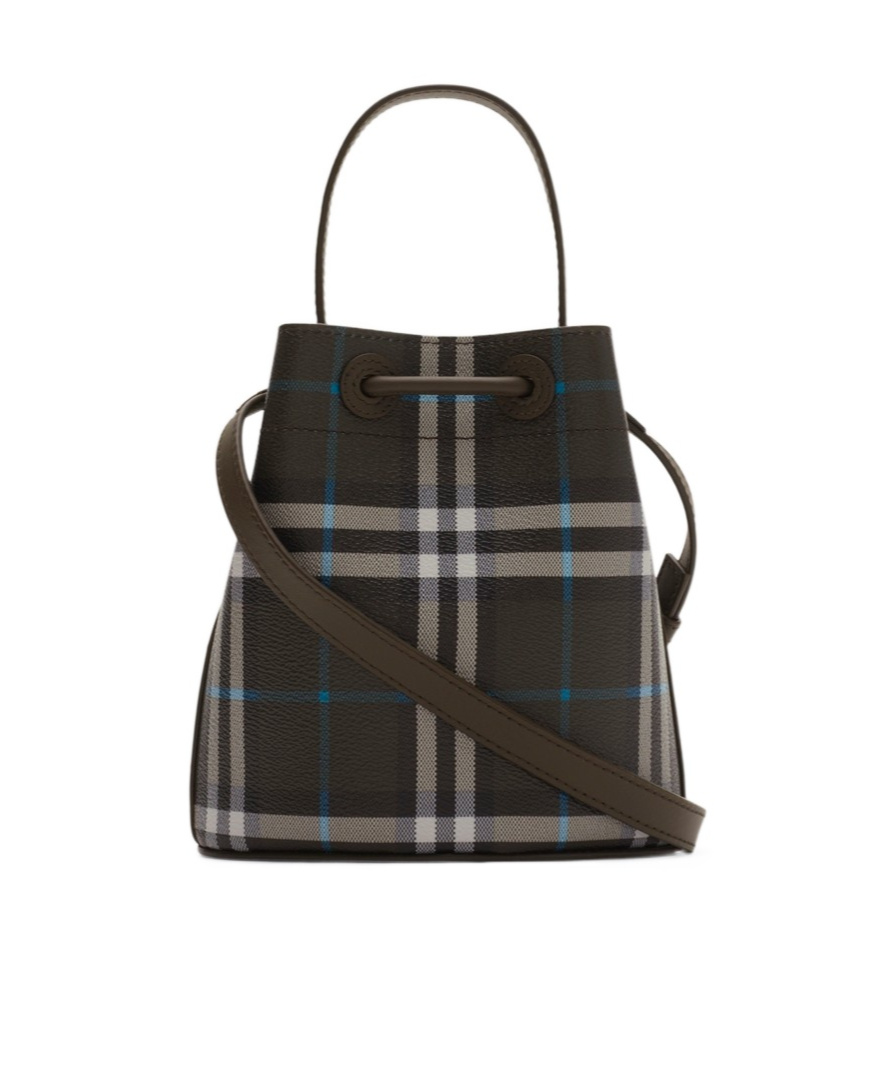 Burberry Check Mini Bucket Bag In Black