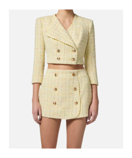 Elisabetta Franchi Lurex Blazer In Nude