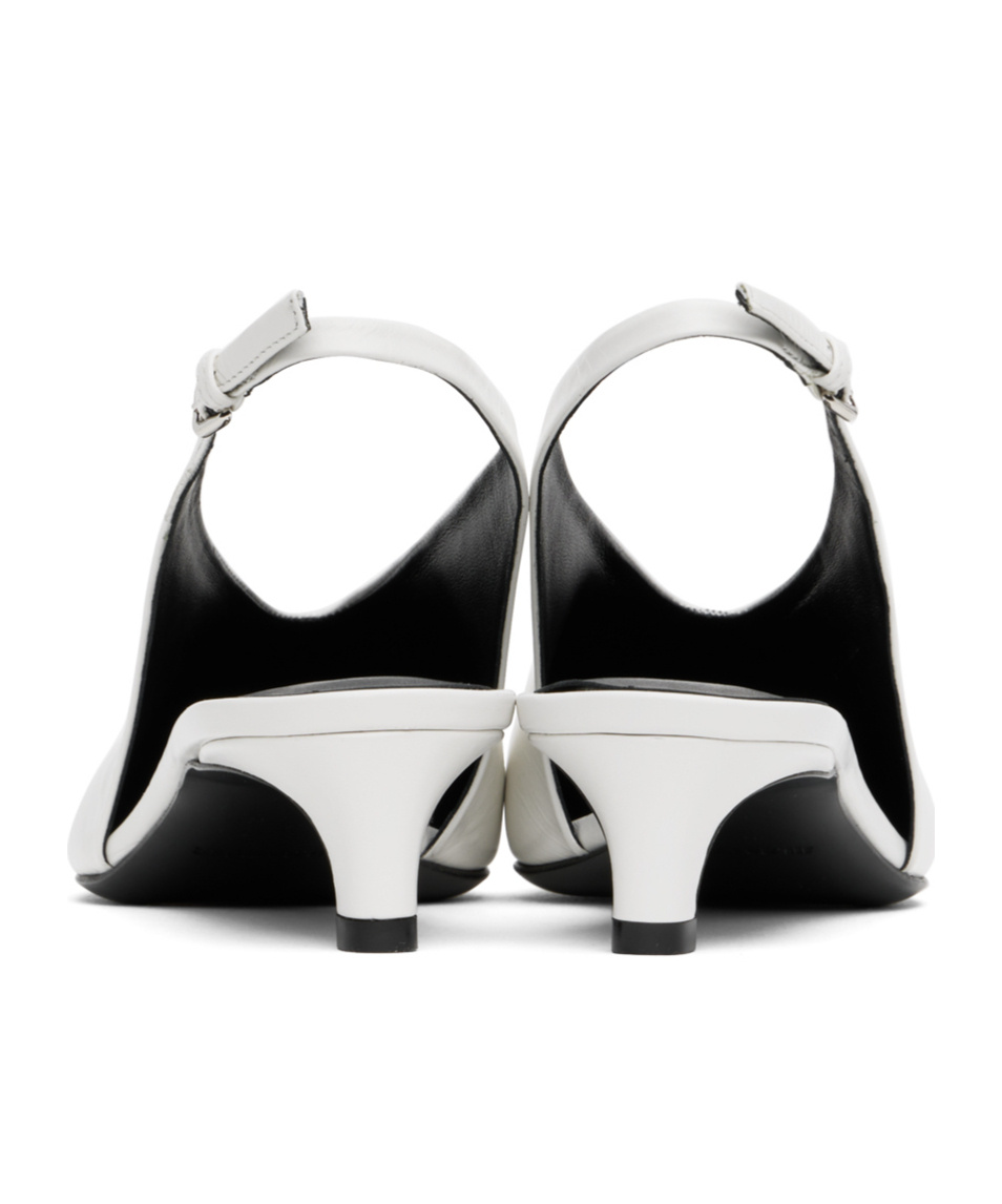 Jil Sander White Slingback Heels In White