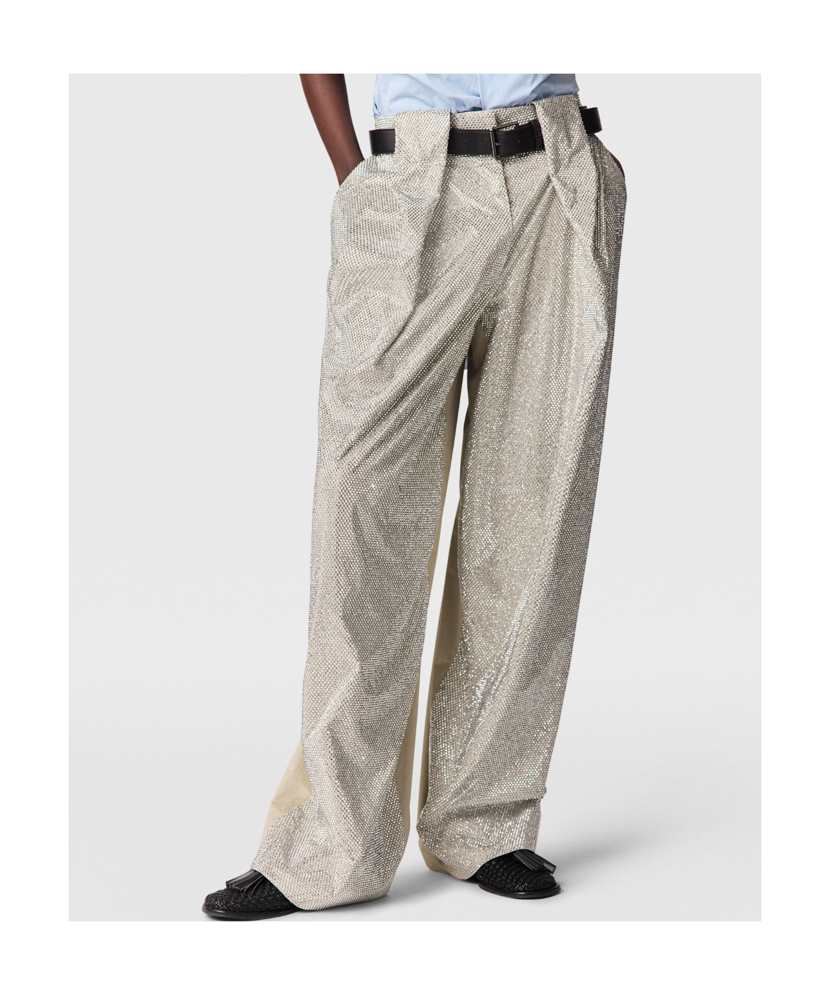 Stella Mccartney Crystal Hotfix Balloon Trouser In Silver