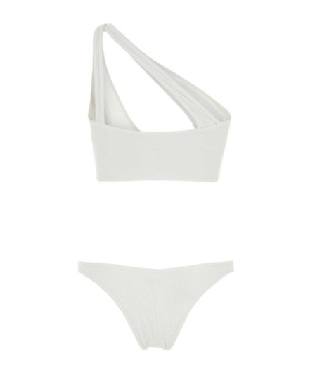 Attico Logo-embroidered Ribbed Bikini In White