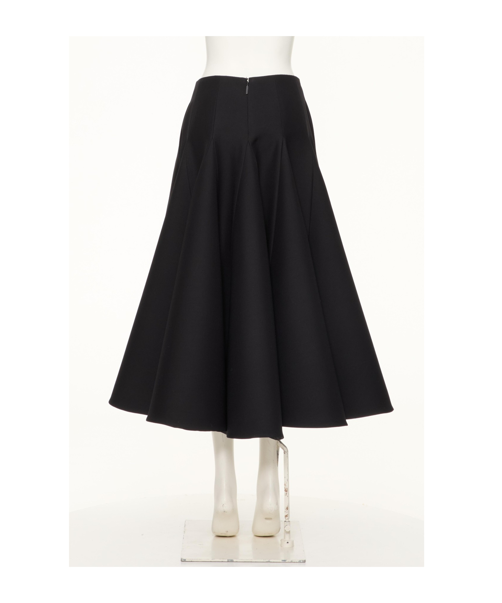 Valentino Flared Wool-silk Crepe Midi Skirt In Black
