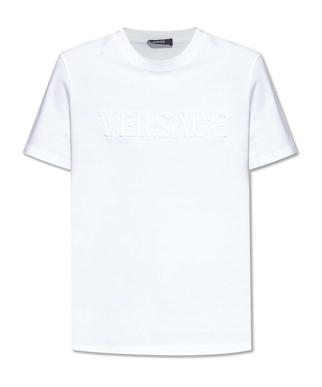 VERSACE VERSACE LOGO-APPLIQUÉ CREWNECK T-SHIRT