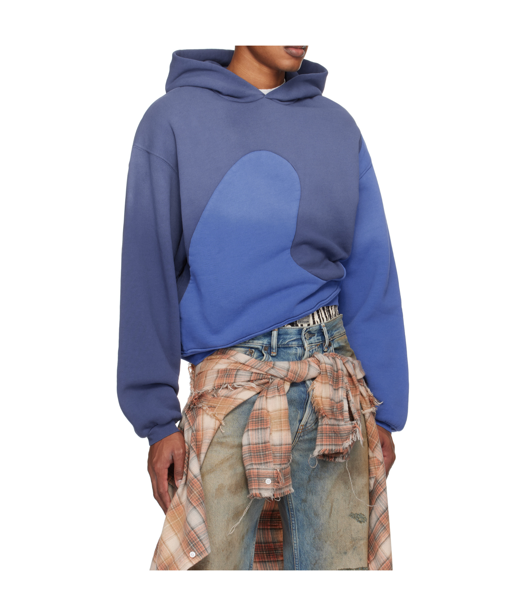 Erl Long-sleeved Hooded Sweatshirt In Blue