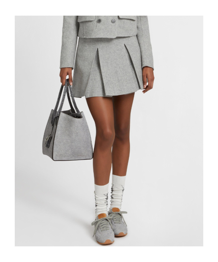 Ermanno Scervino Wool Blend Mini Skirt With Pleats In Gray