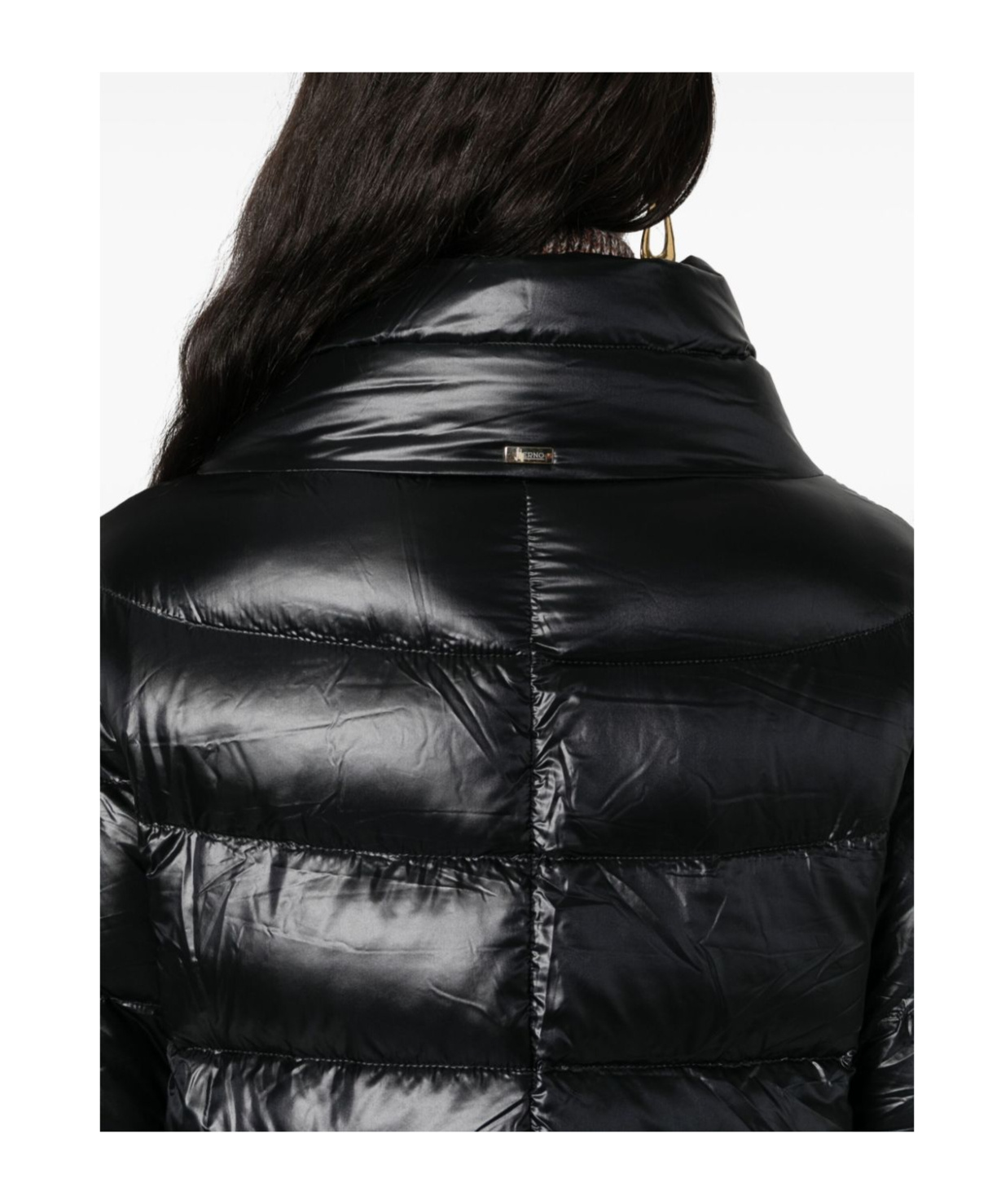 Herno Midi Quilted Down Jacket With High Neck In Black
