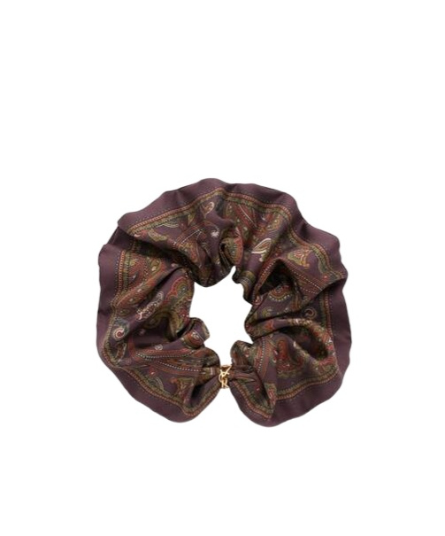 Saint Laurent Cassandre Scrunchie In Paisley Silk Twill In Multi-color