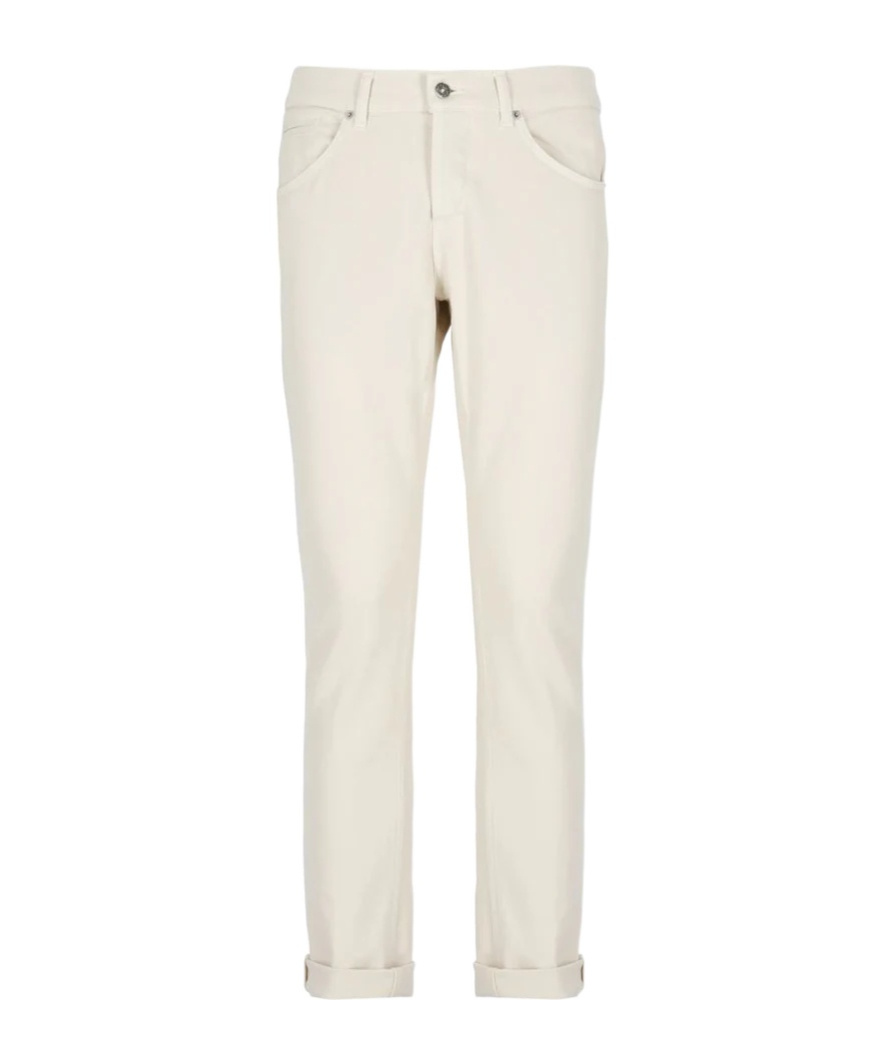 Dondup Straight Trousers With Rolled Cuffs And Pockets In Metallic
