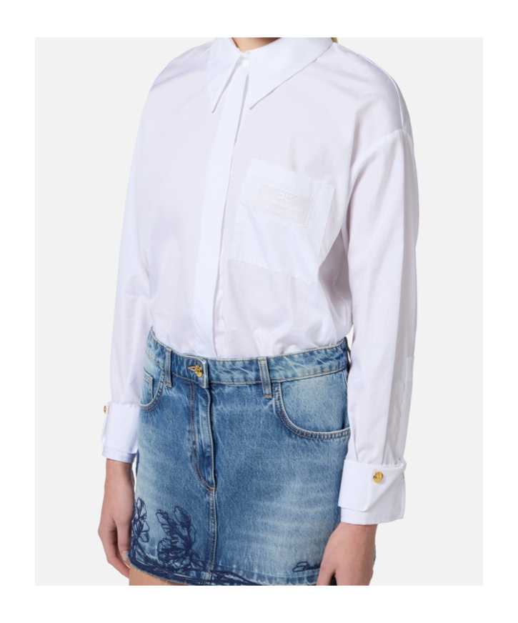 Elisabetta Franchi Shirt With Embroidered Pocket In White