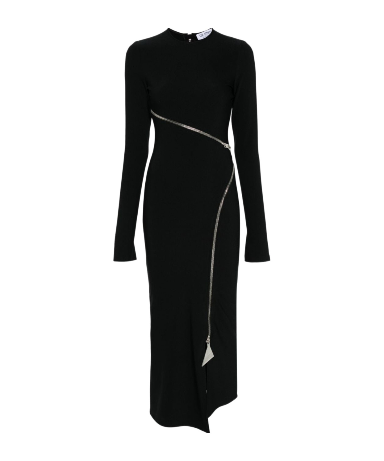 Attico Zip-up Jersey Midi Dress In Black