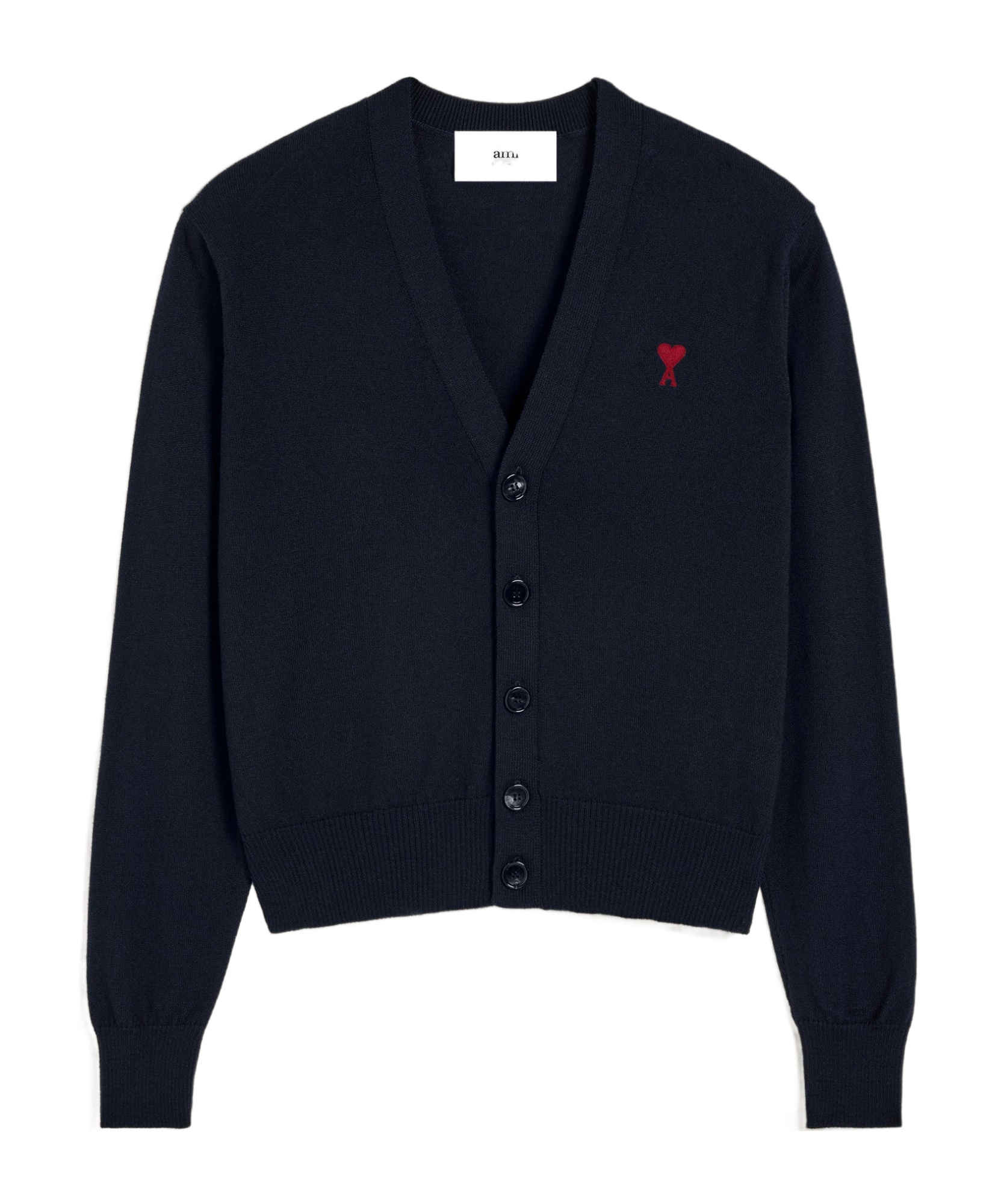 Ami Alexandre Mattiussi Ami De Coeur Logo Embroidered Buttoned Cardigan In Blue