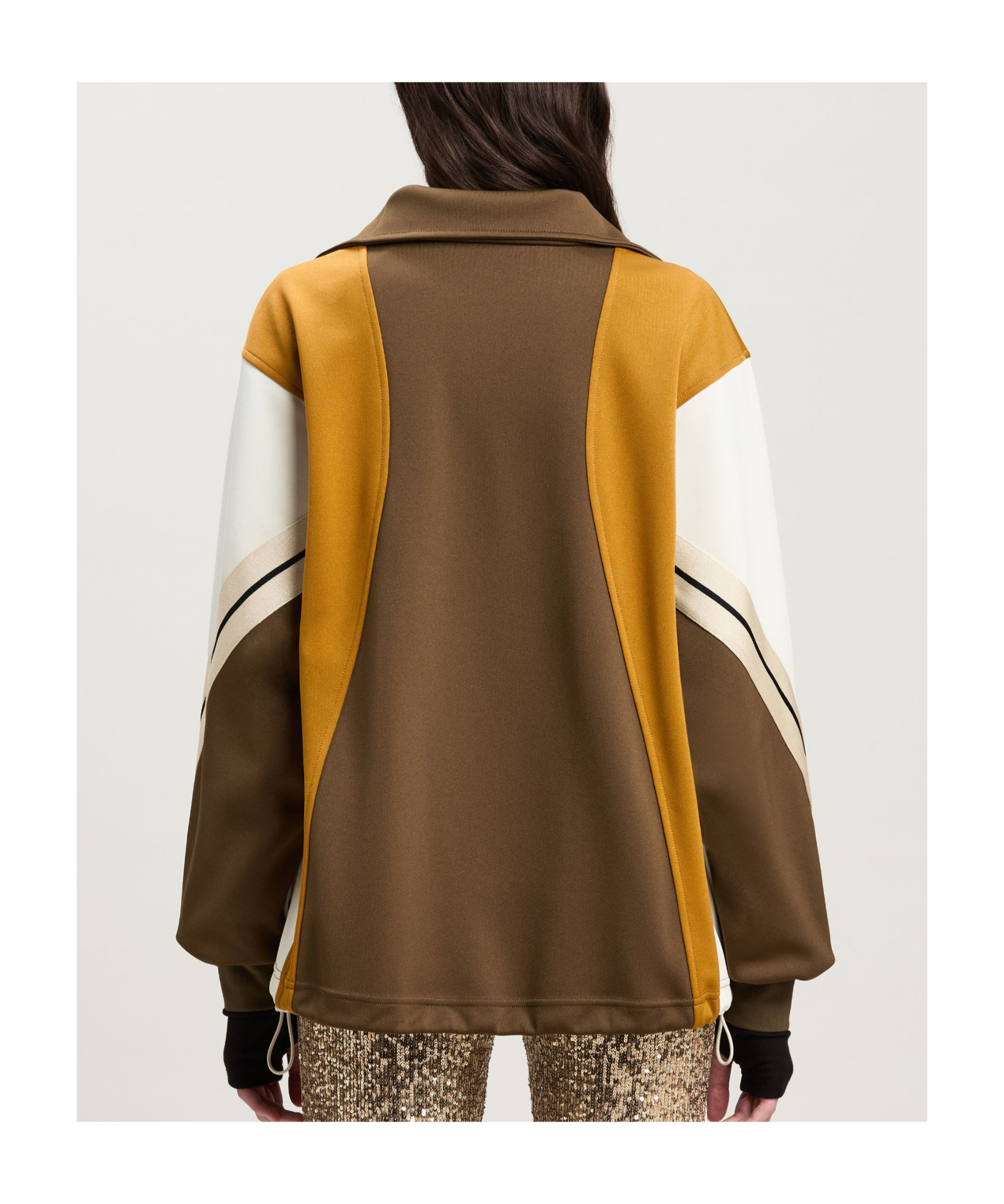 Palm Angels Sweatshirt Over Colour-block Brown\/ochre In Green