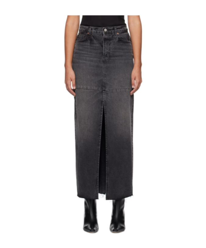 Reformation Tazz Denim Maxi Skirt In Gray