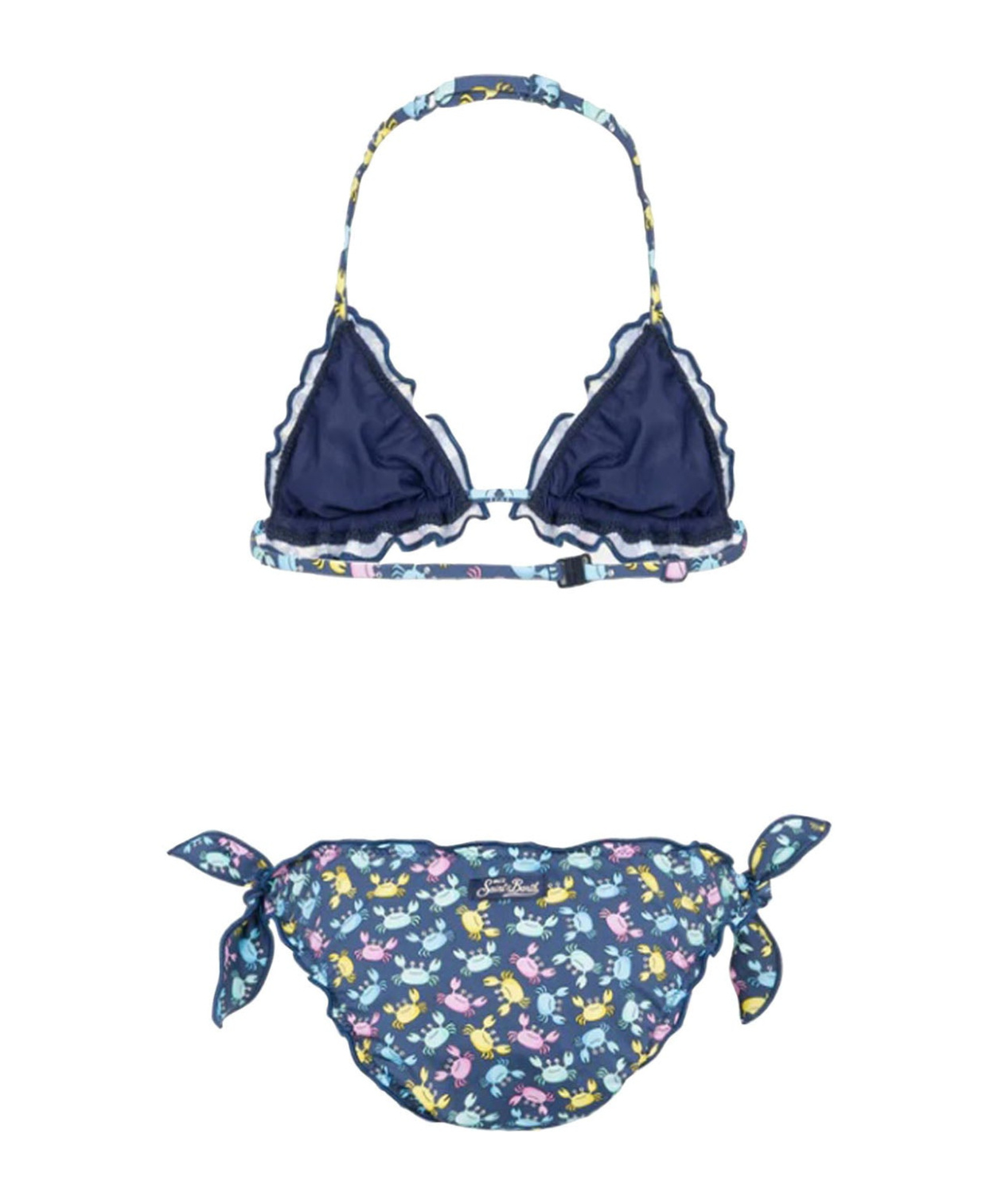 Mc2 Saint Barth Crab Print Triangle Bikini Set In Blue