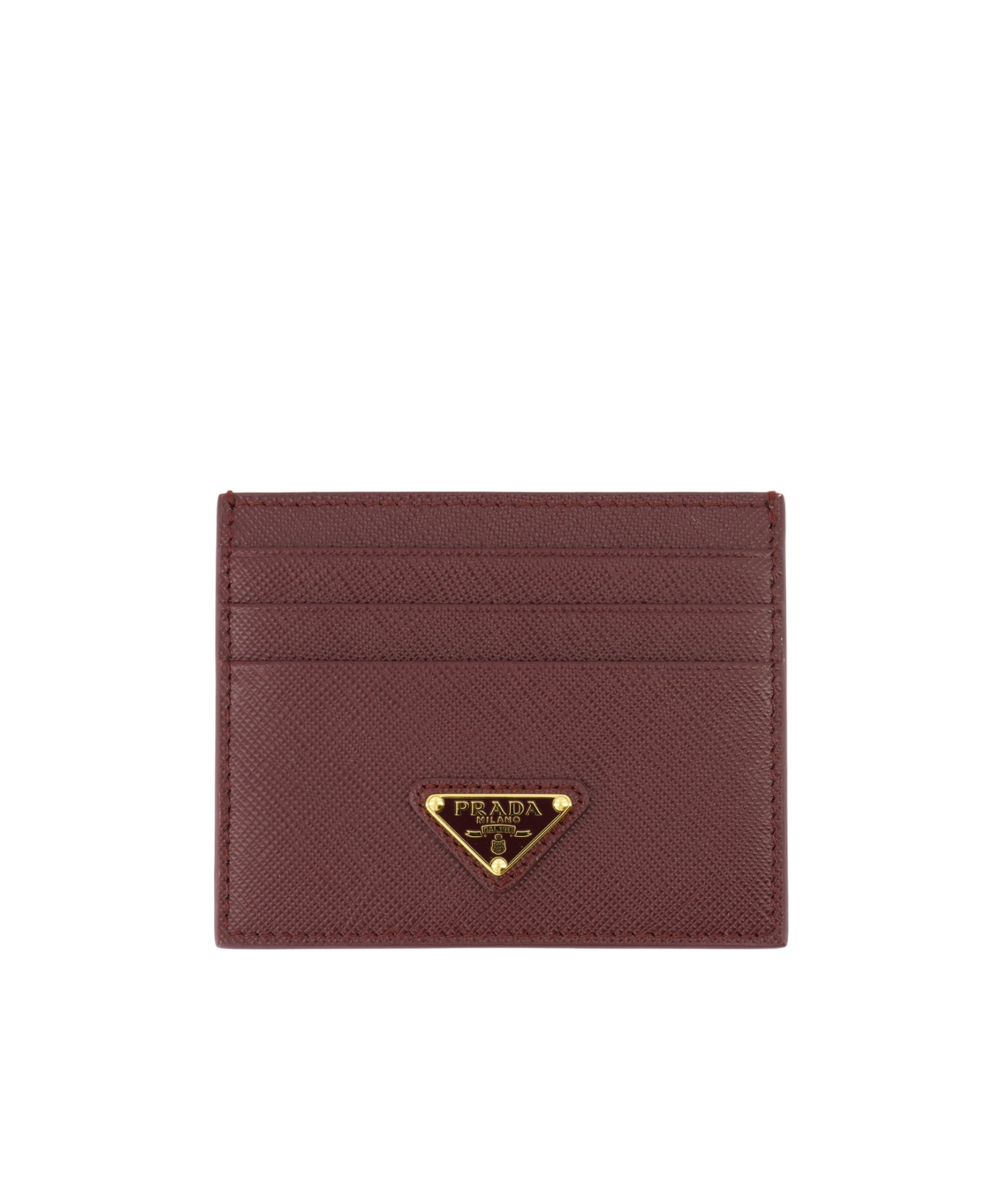 Prada Logo Plaque Card Holder In Brown
