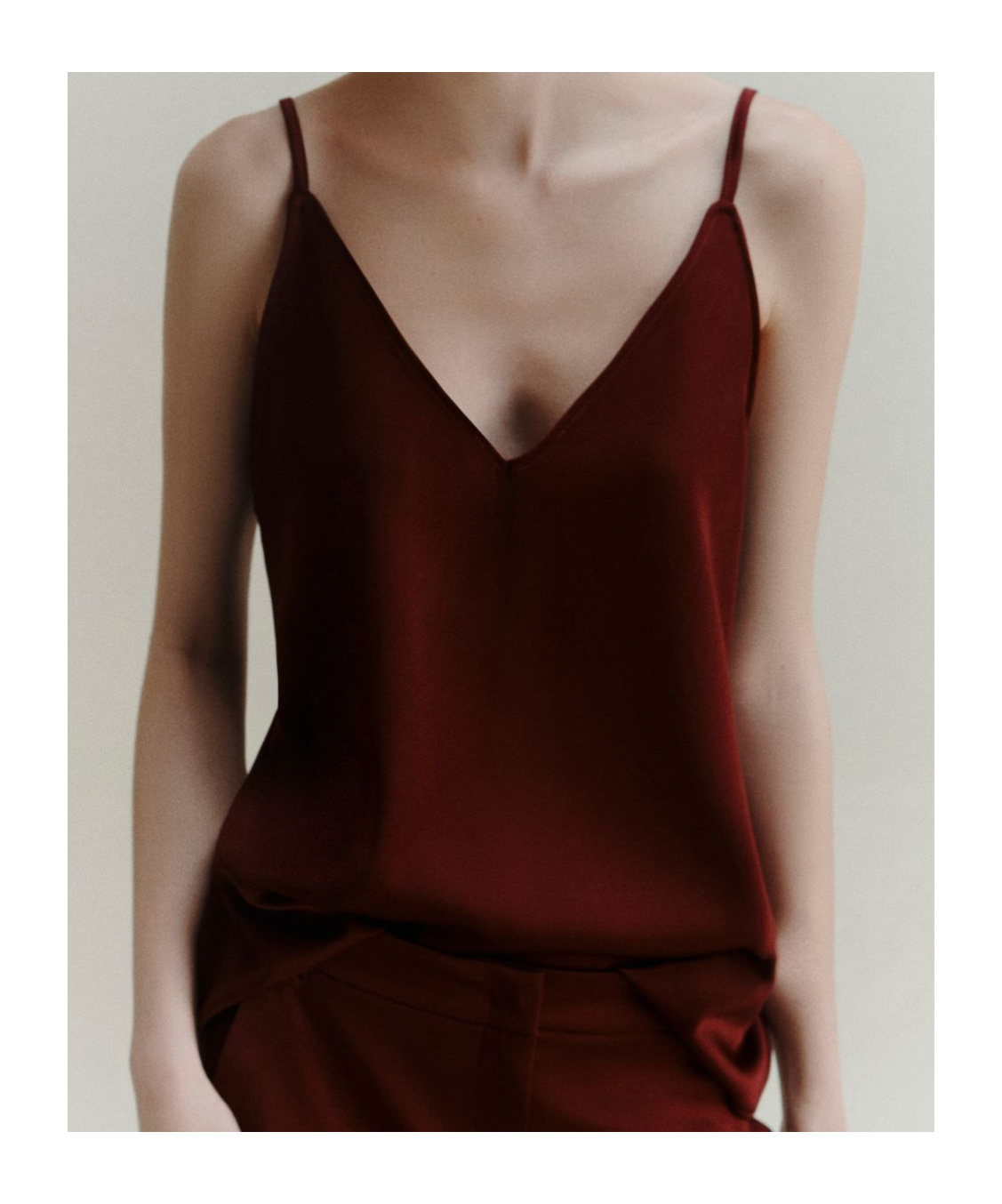 Marella Satin Camisole Top In Burgundy