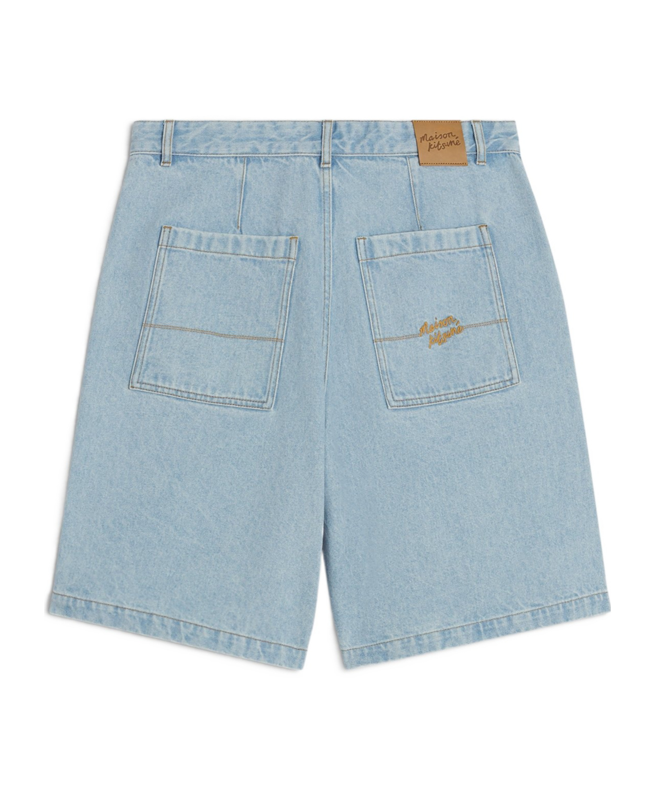 Shop Maison Kitsuné Denim Shorts In Water Washing