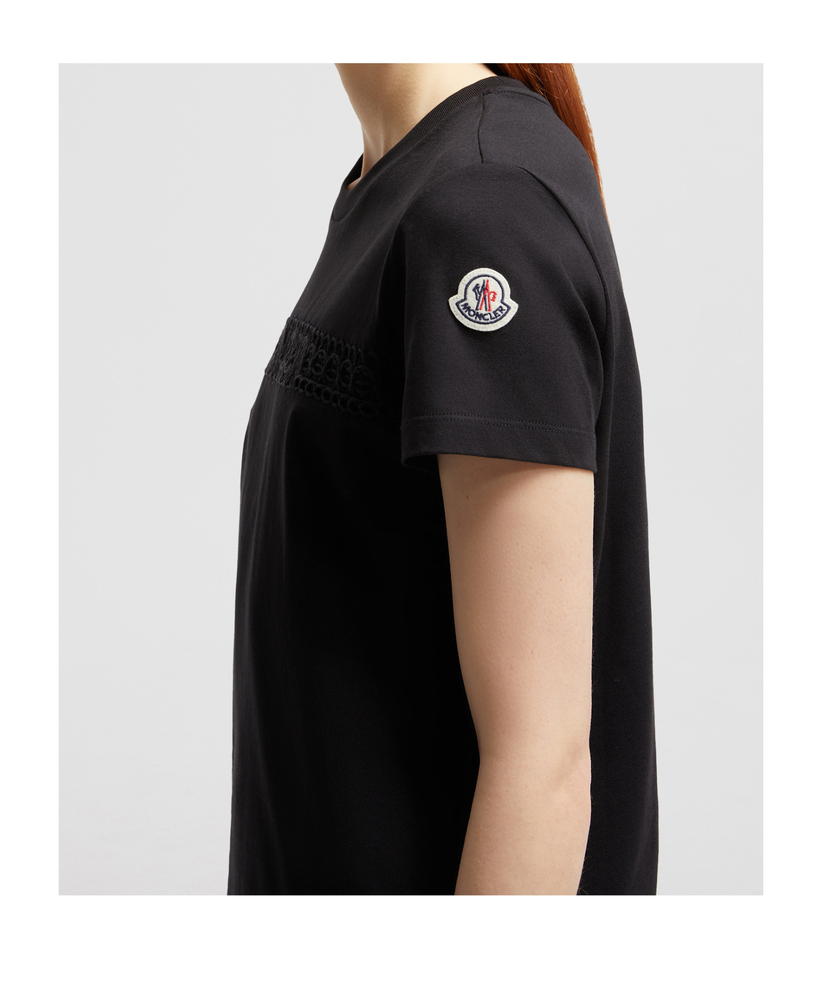 Moncler Embroidered Logo Cotton T-shirt In Black