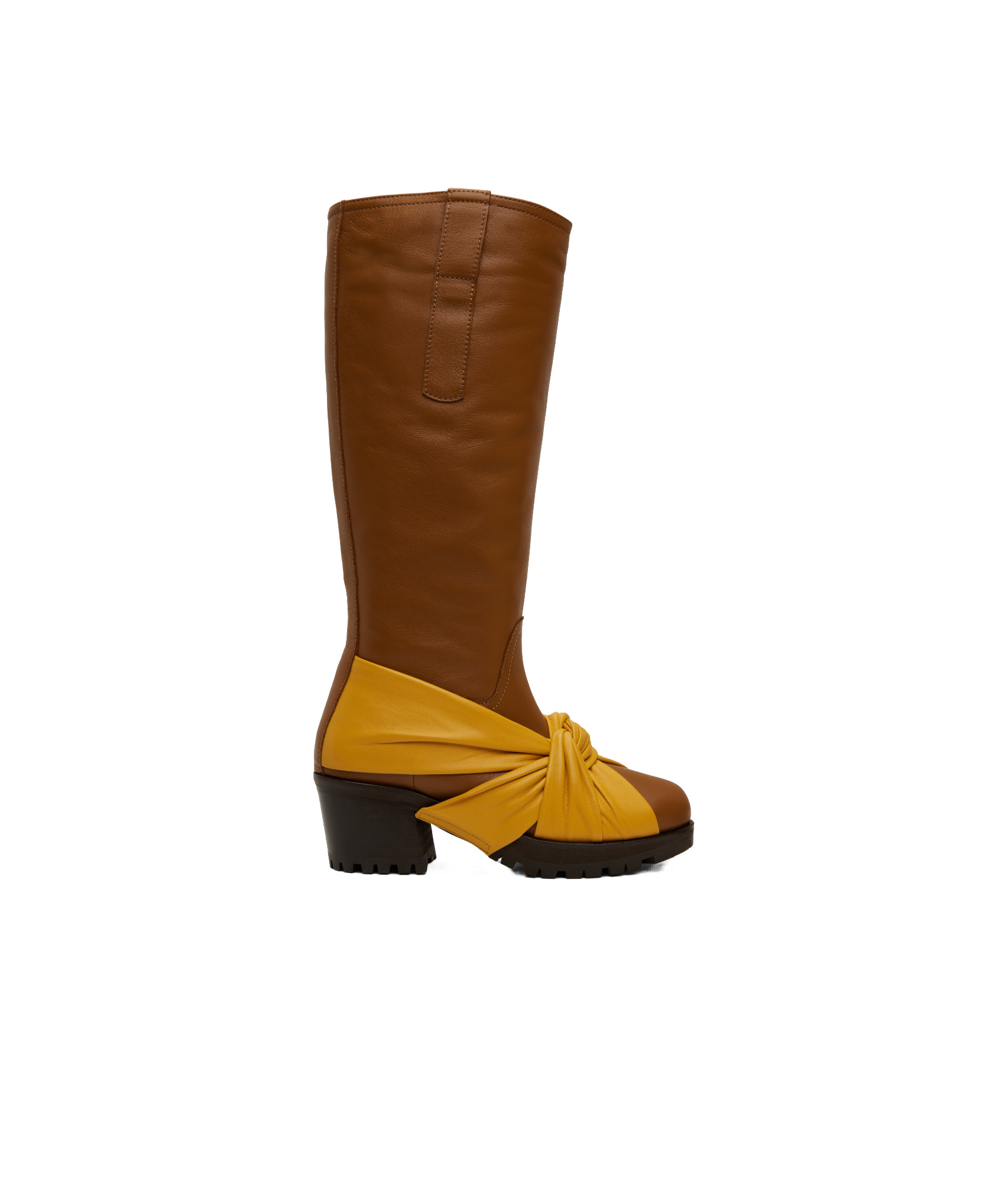 Kiko Kostadinov Brown & Yellow Knotted Riding Boots In Brown