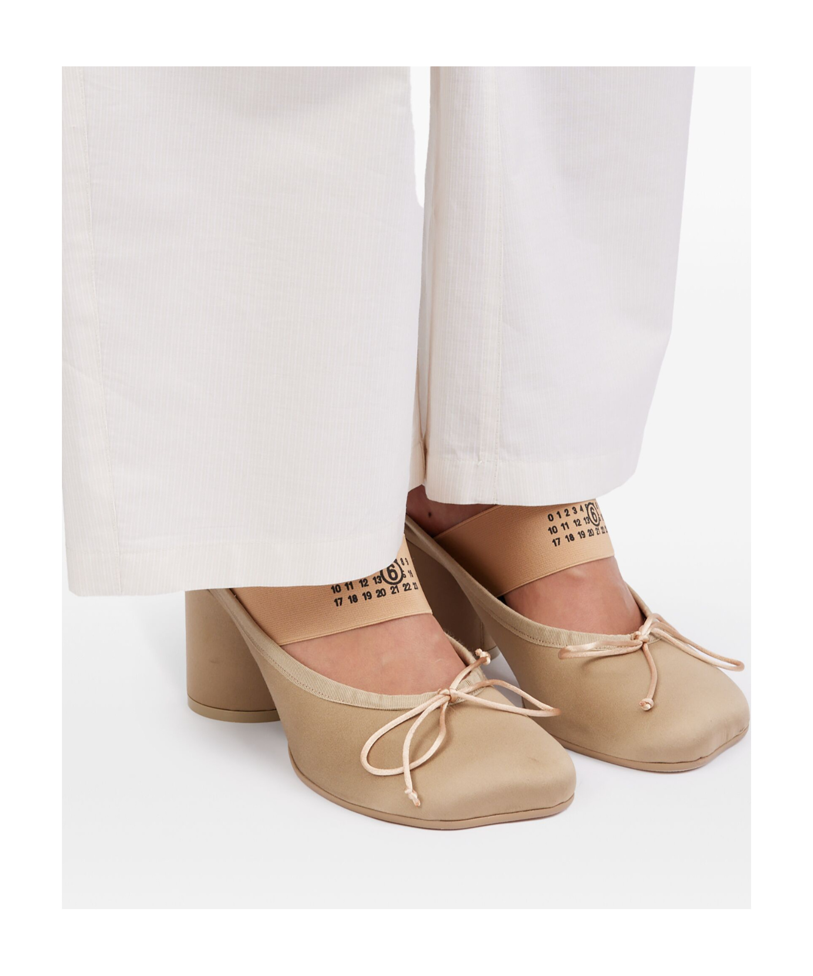 Mm6 Maison Margiela Mm6 By Maison Margiela 70mm Logo-elastic Ballet Mules In Nude