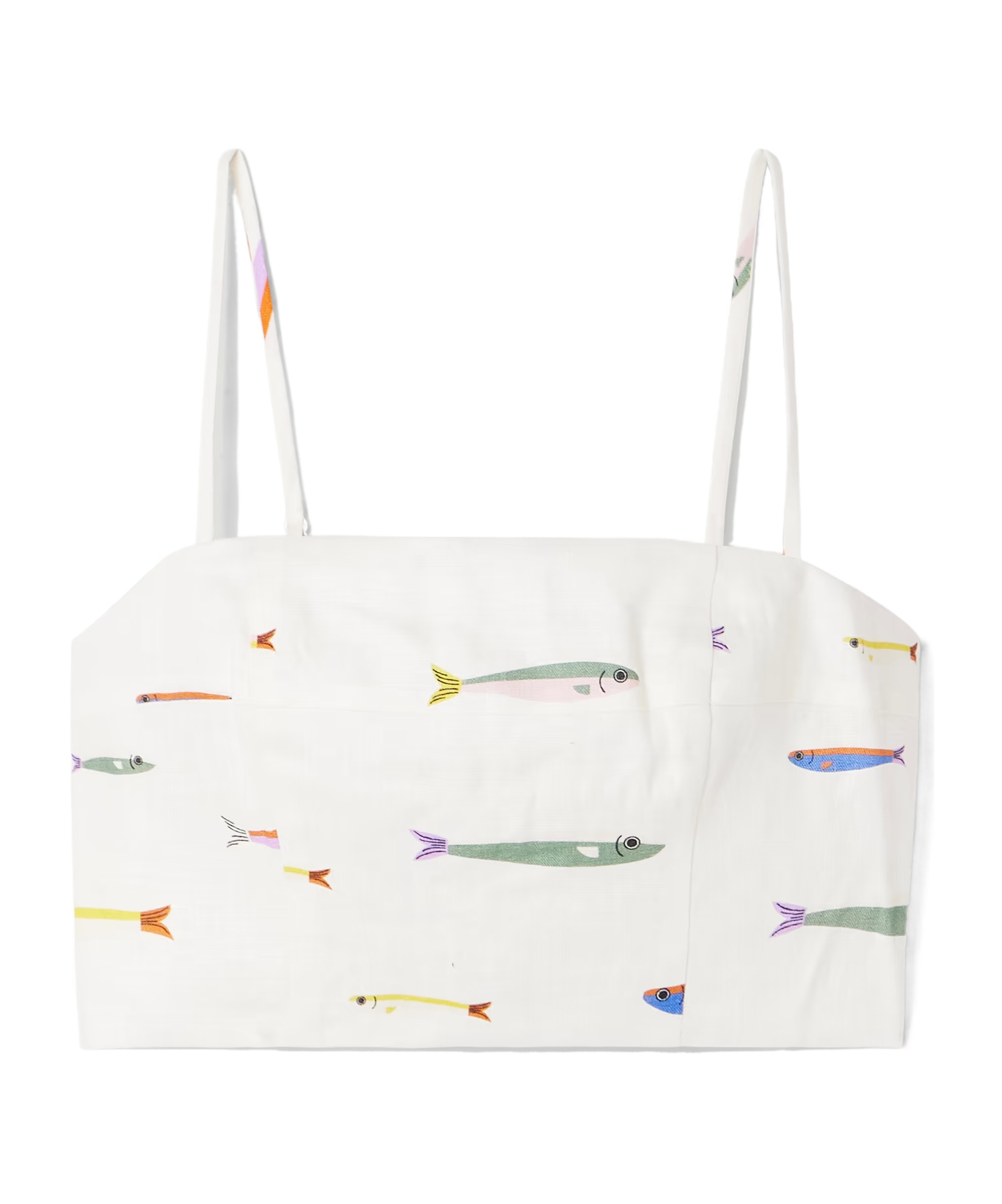 Staud Federico Cropped Printed Linen Top In White