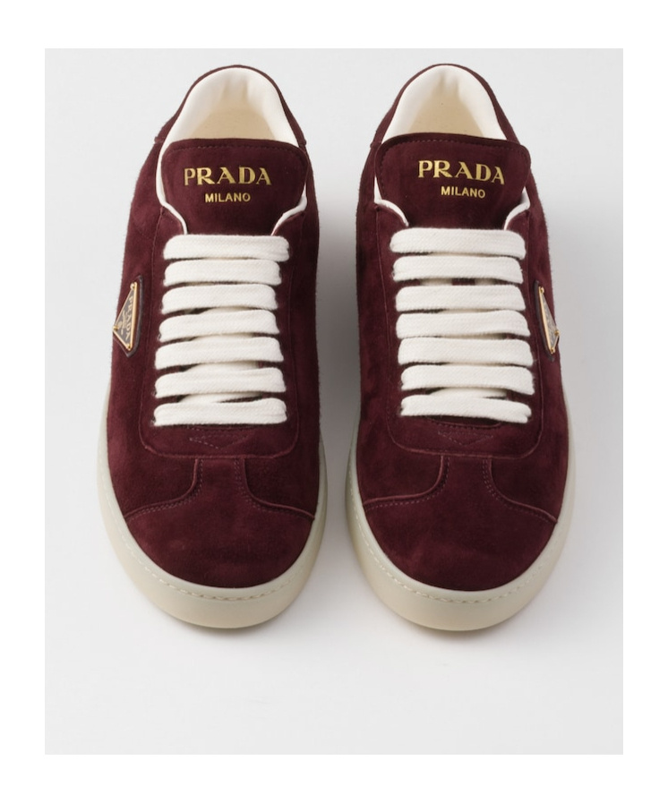 Shop Prada Suede Sneakers In Burgundy
