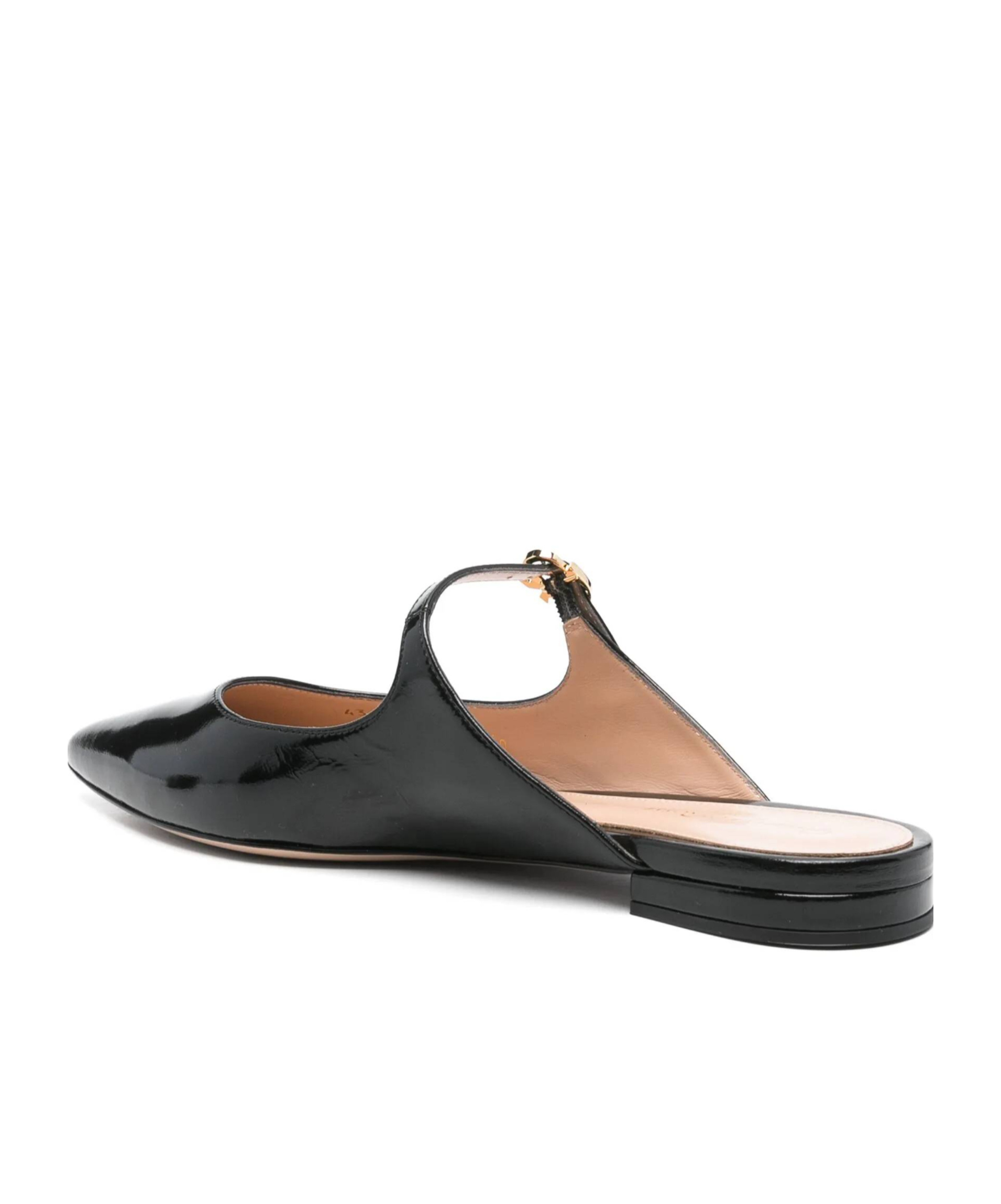 Gianvito Rossi Black Ribbon Jane Slide Loafers In Black