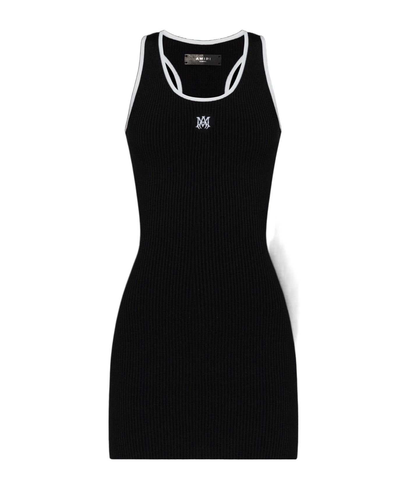 Amiri Ma Embroidered Ribbed Racerback Mini Dress In Black