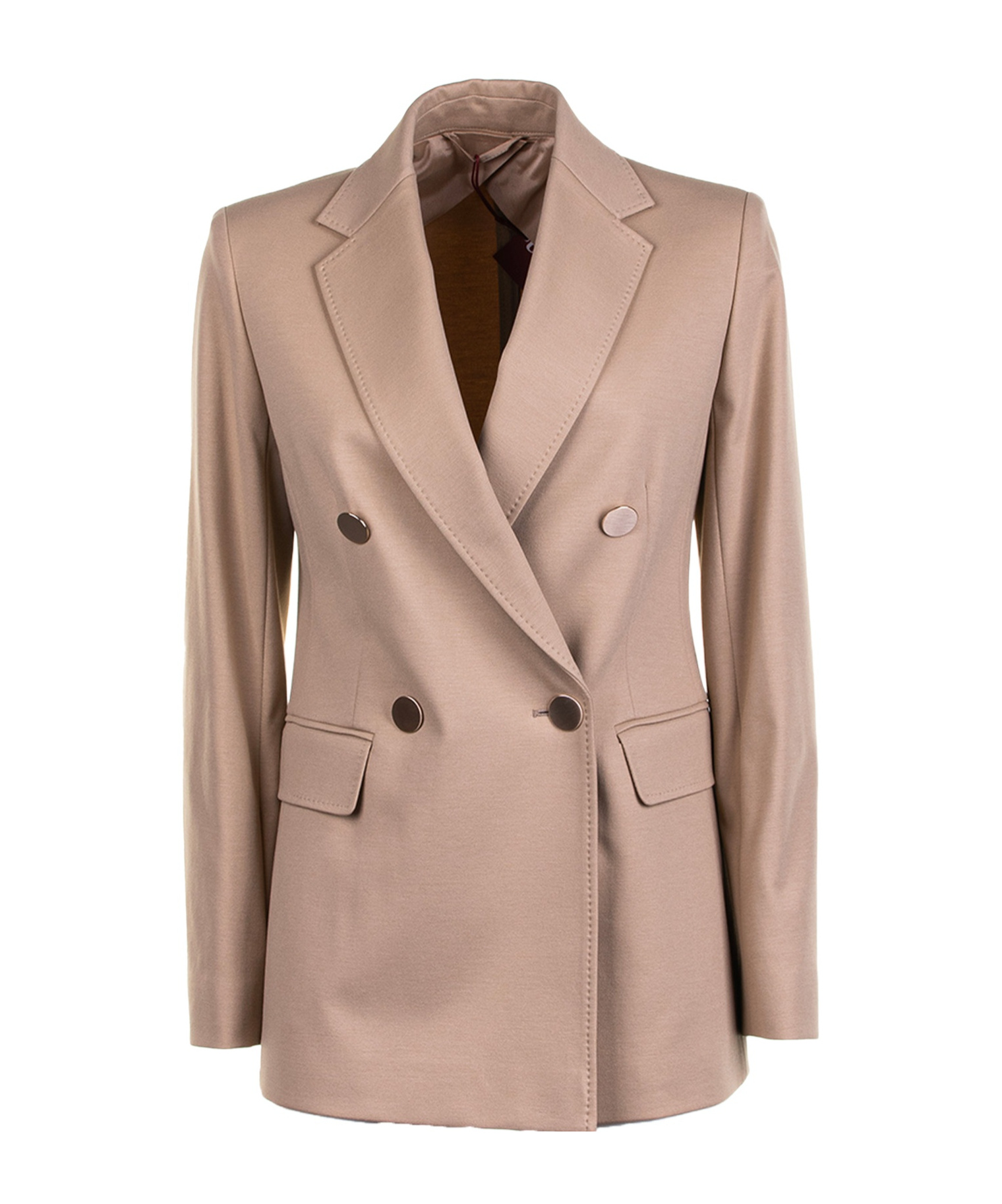 Max Mara Studio Double-breasted Jersey Blazer In Brown