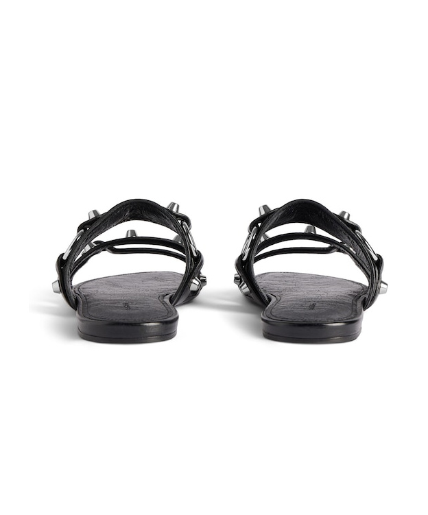 Balenciaga City Nappa Leather Flat Slides In Black