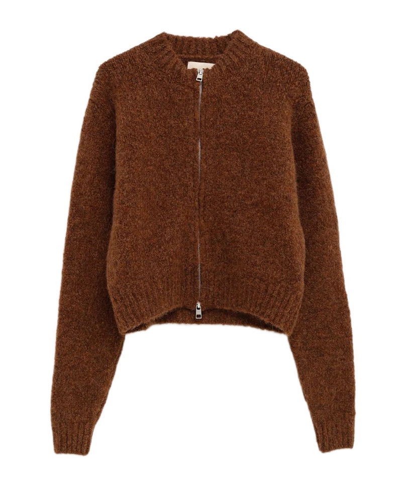 Paloma Wool Hasta Luego Zipped Cardigan In Brown