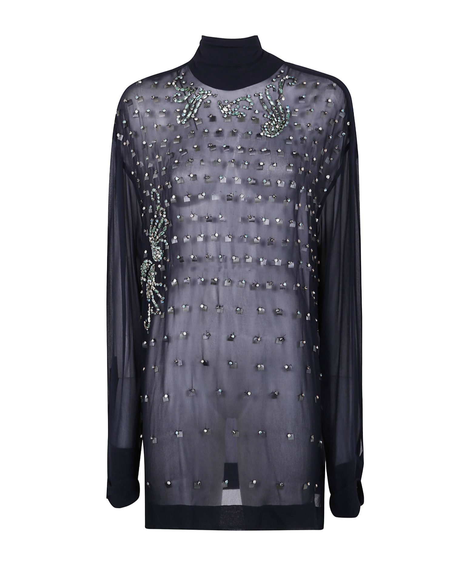 Dries Van Noten Long-sleeved Turtleneck Blouse In Black