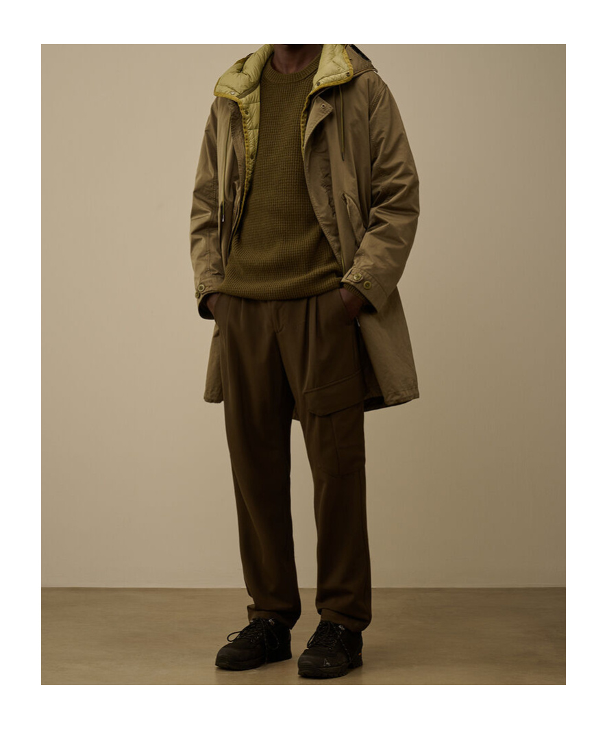 C.p. Company Wool Gabardine Loose Cargo Pants In Brown