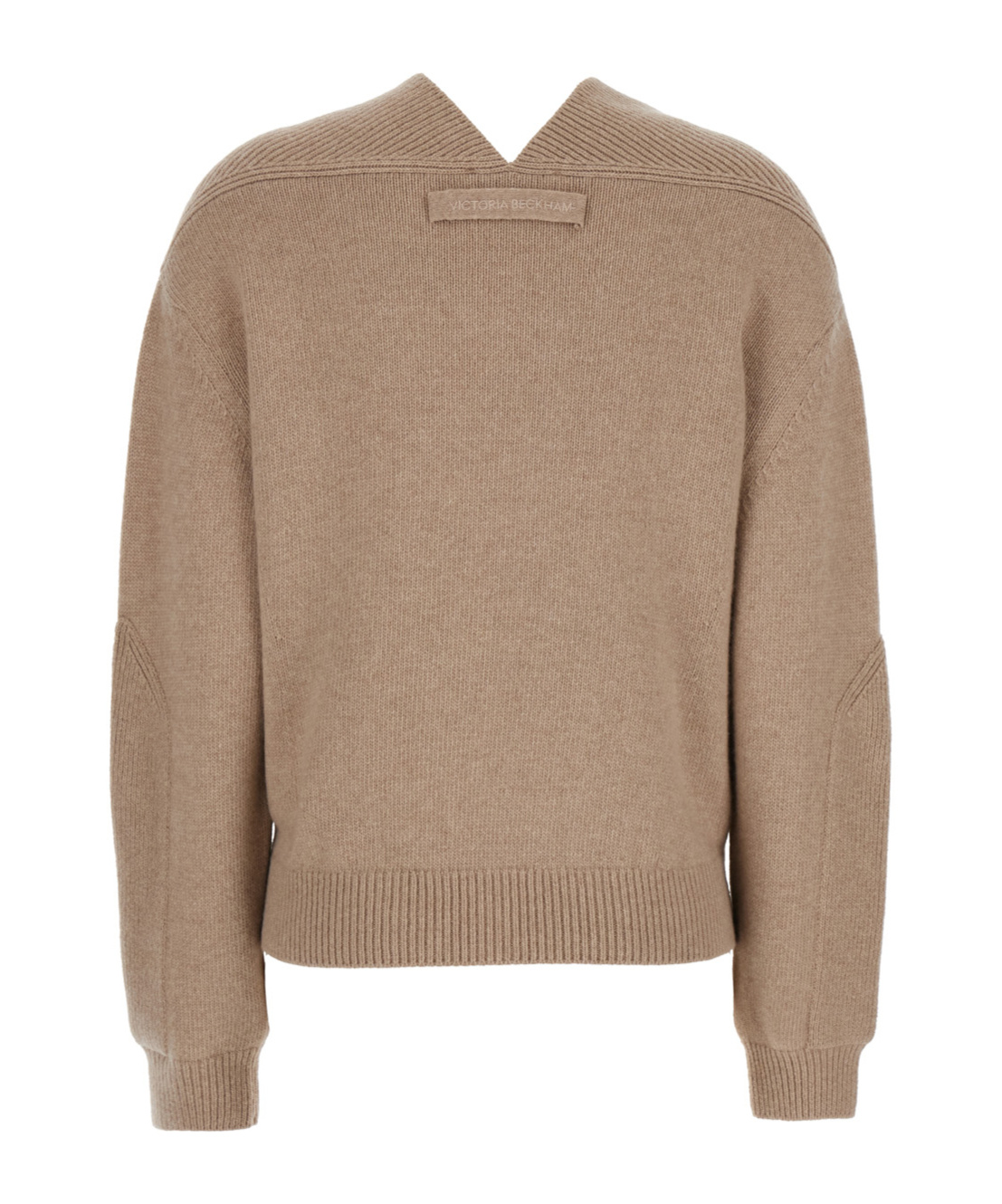 Victoria Beckham Beige Knit Sweater With V Neck On Front And Rear In Cashmere And Wool Woman