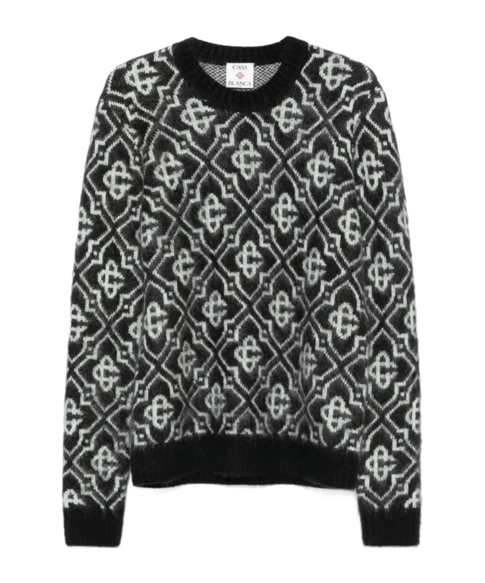Casablanca Black Mohair Blend Monogrammed Sweater Men In Black