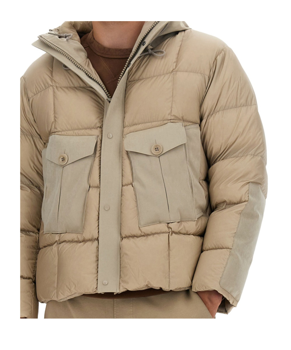 Ten C Drawstring Hooded Padded Coat In Neutral