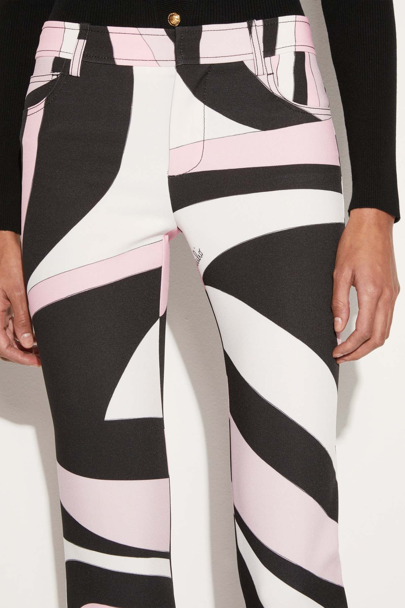 Pucci Emilio Stretch Nylon Pants With Marble Pattern In Black