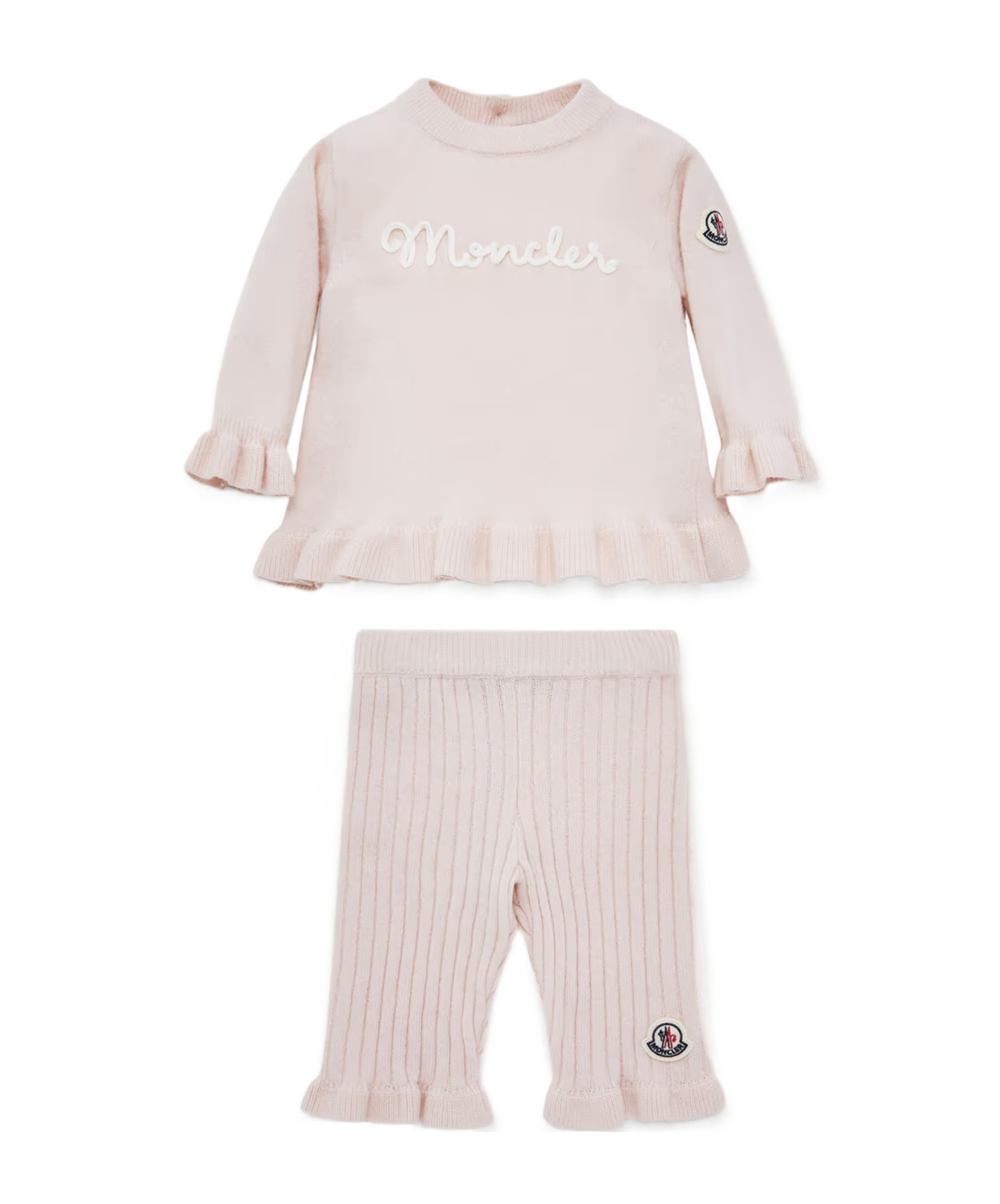 Moncler Ruffle Sweater Set In Pink