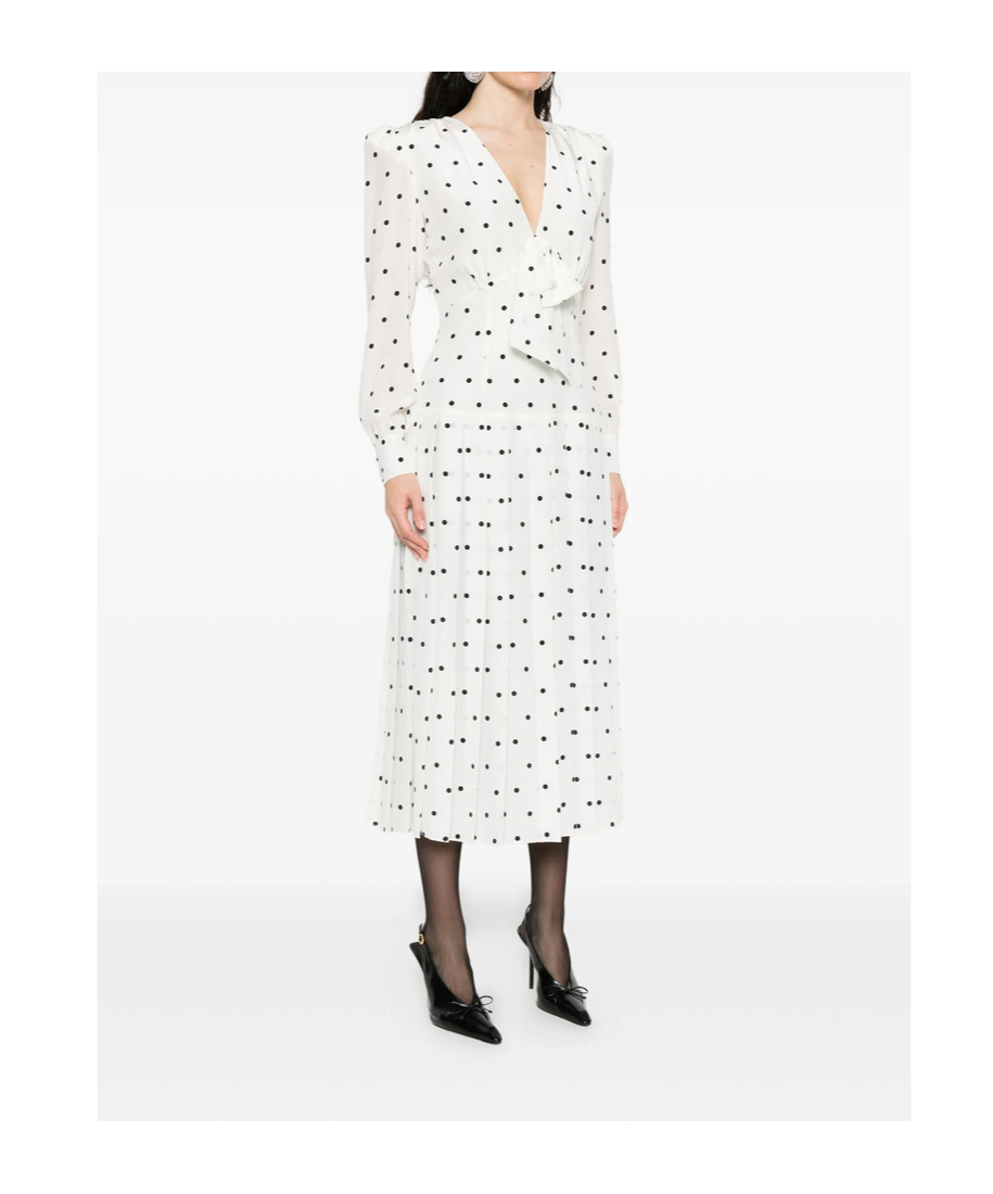 Alessandra Rich Polka-dot Silk Midi Dress In White