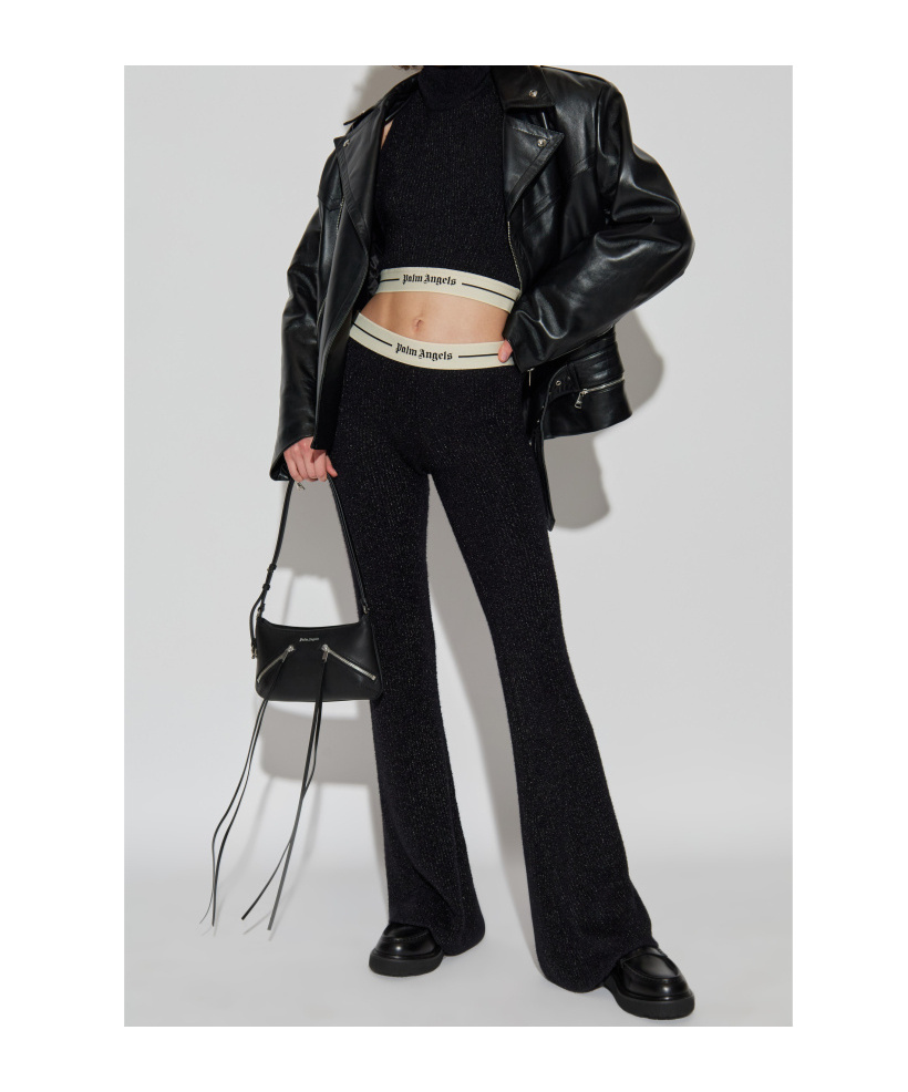 Palm Angels Halterneck Ribbed Top In Black