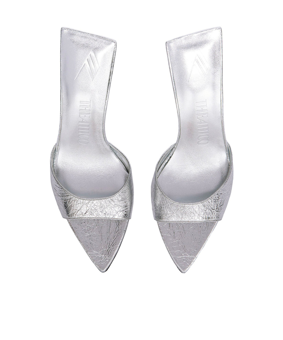 Attico Cracked Laminated Leather Bes Mules In White