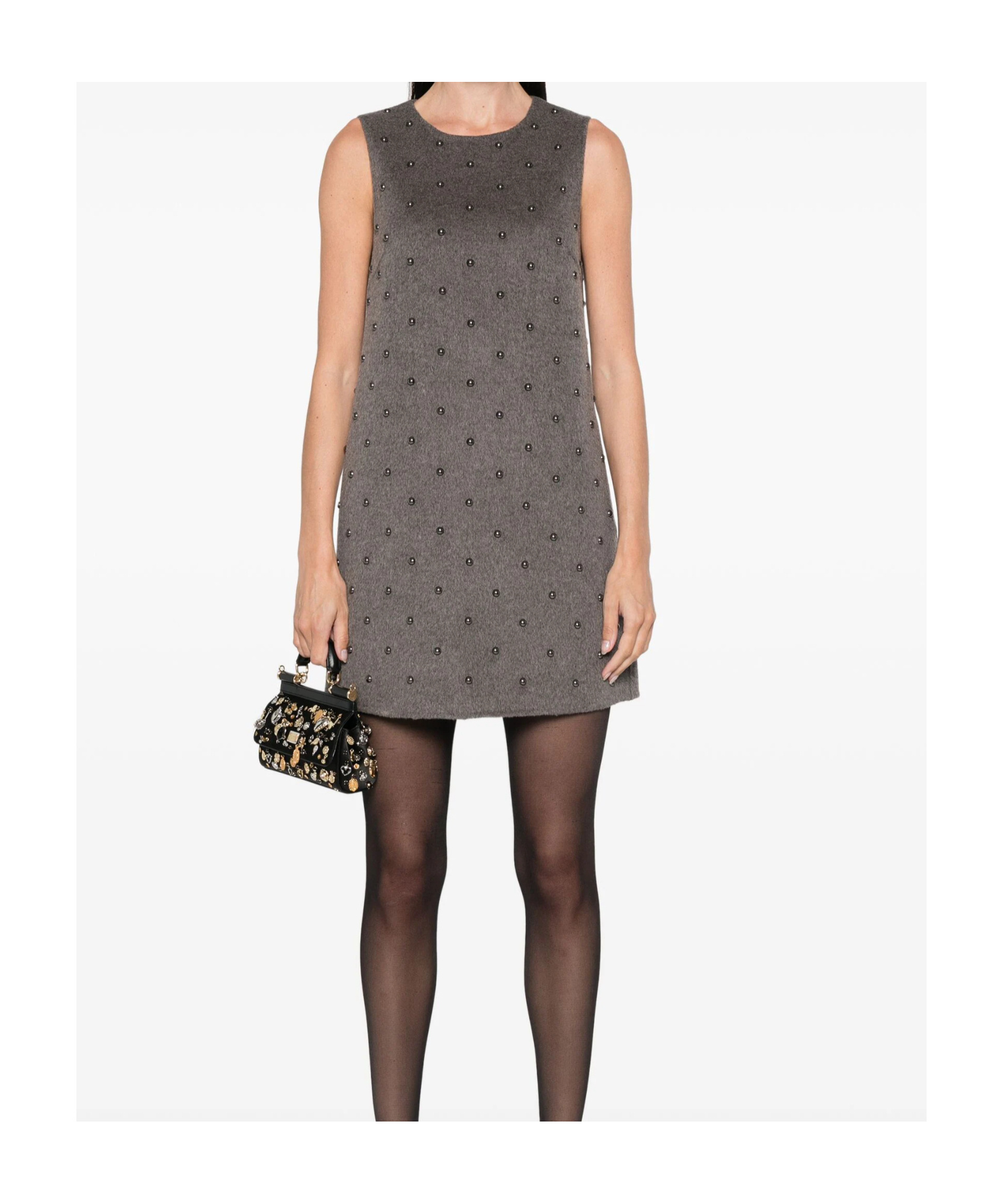P.a.r.o.s.h Bleak Studded Mini Dress In Black