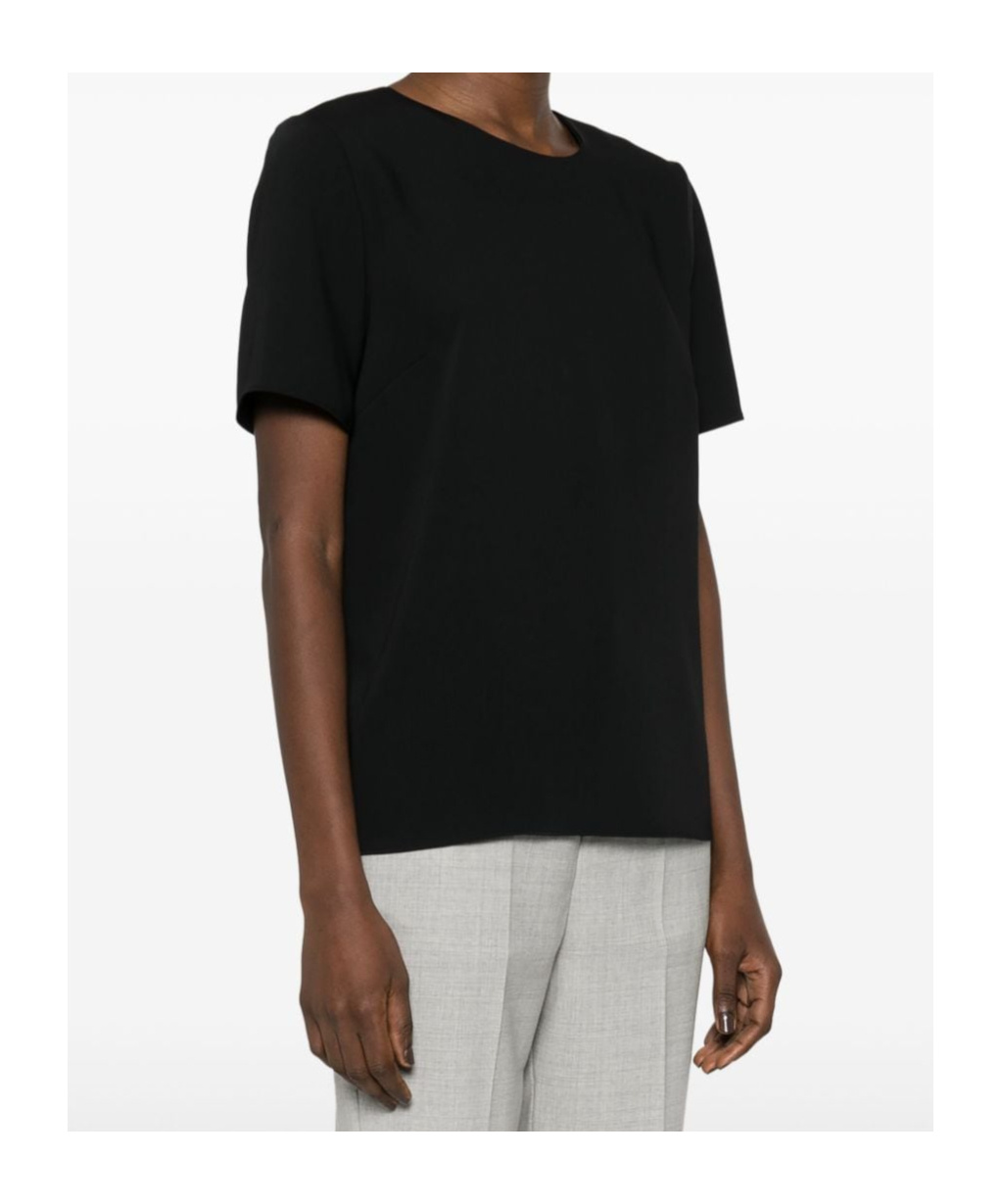 P.a.r.o.s.h Sheer Cady Blouse Split Hem Detail In Black