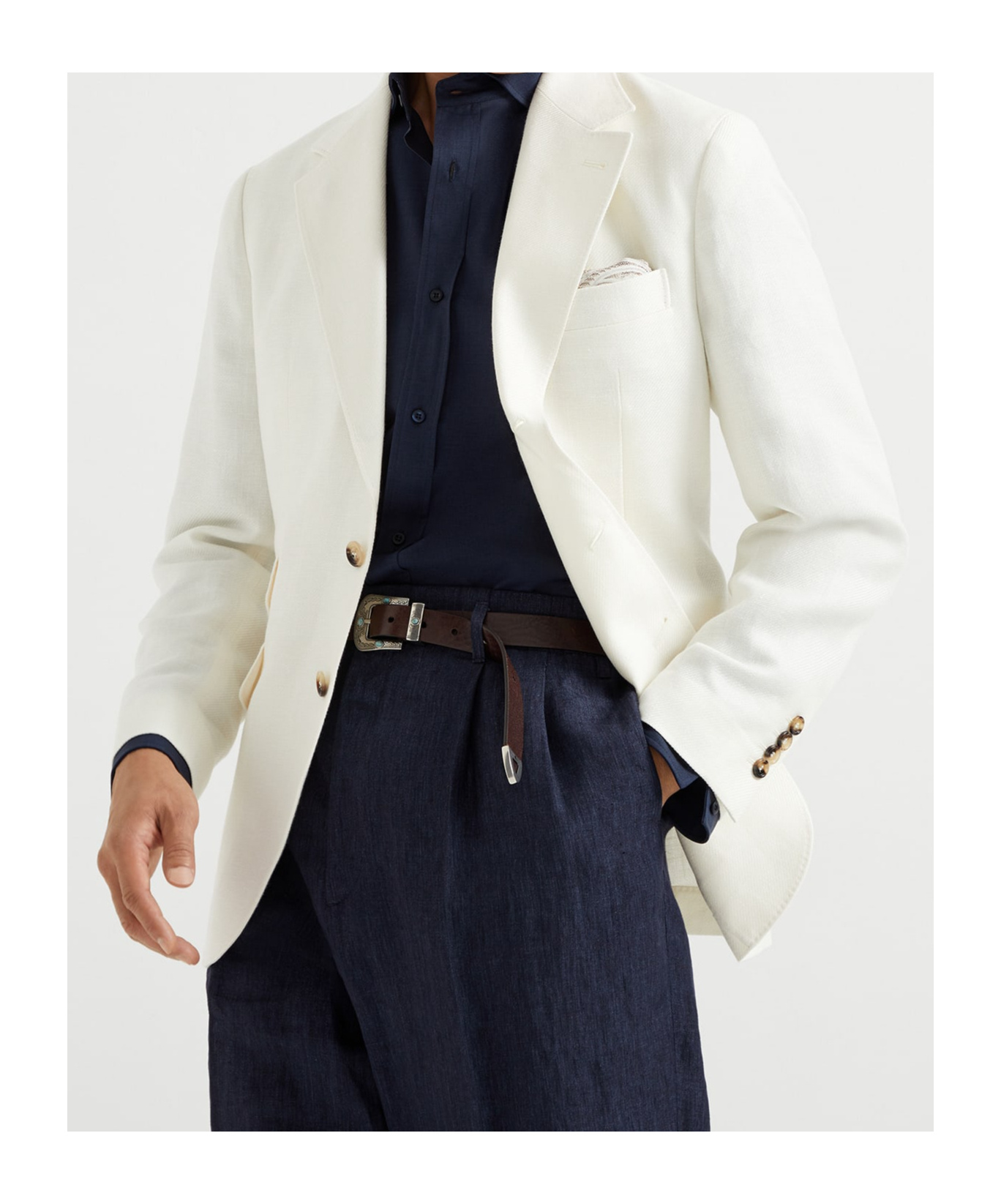 Shop Brunello Cucinelli Single-breasted Blazer In White