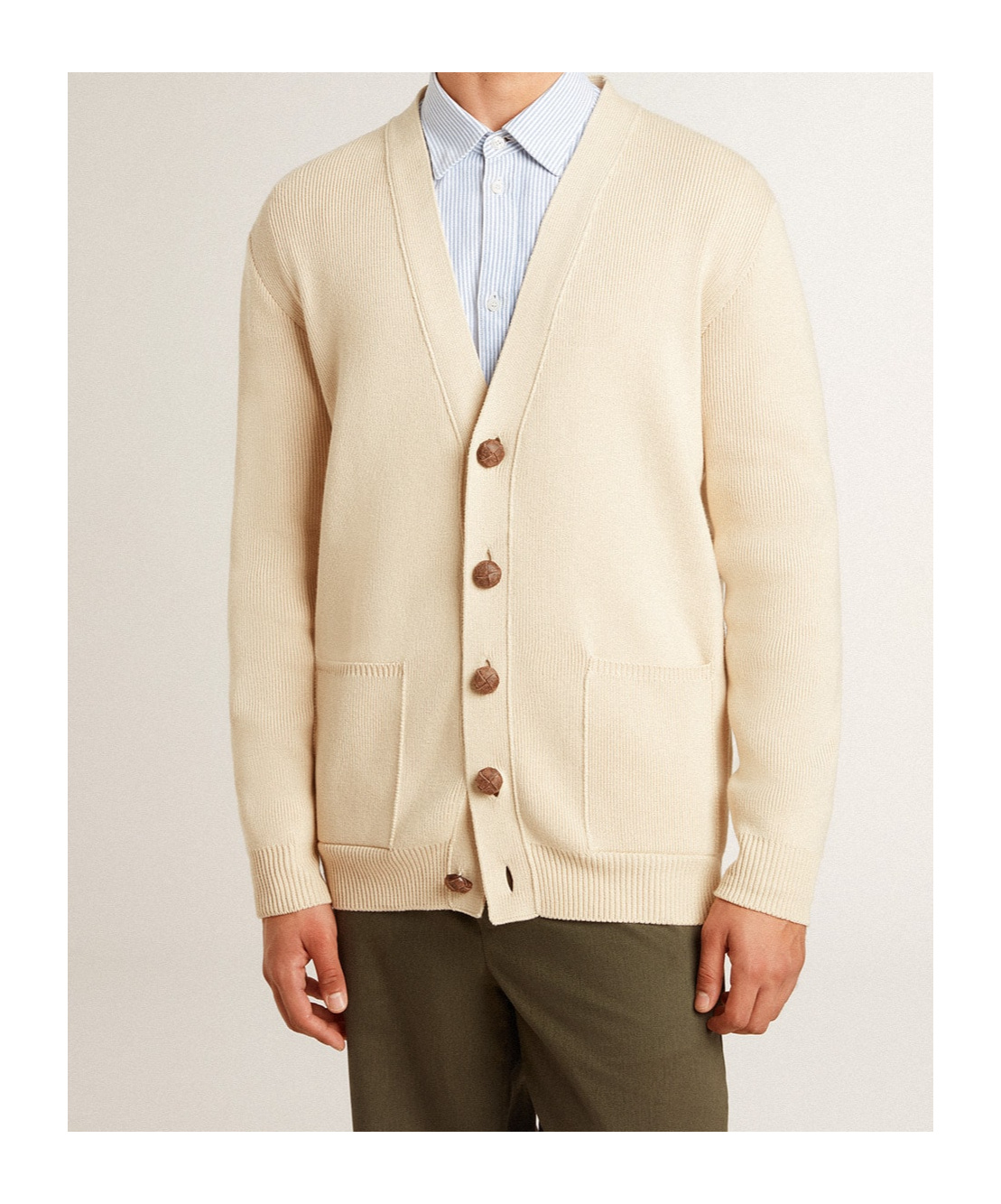 Golden Goose Mens Beige Cardigan With 'golden' Lettering On The Back In Neutral
