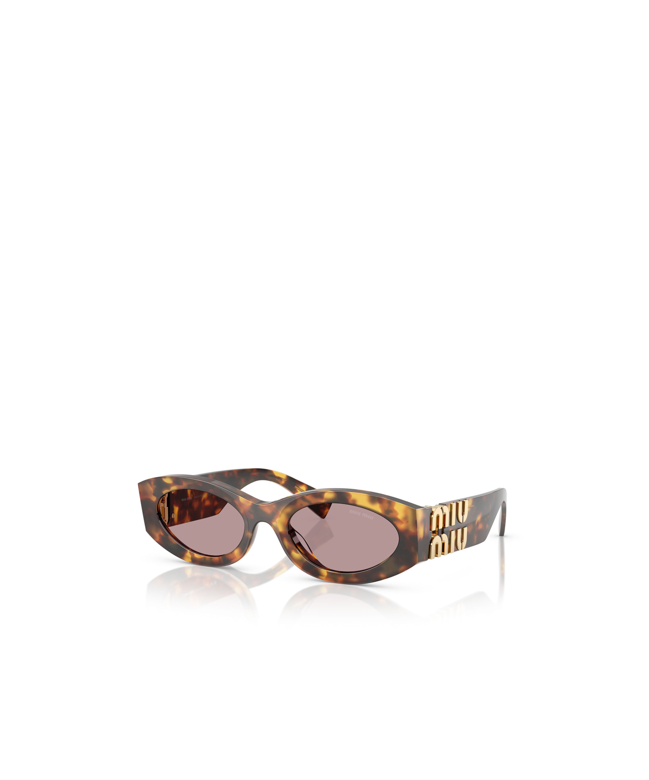 Miu Miu Logo Oval Acetate Sunglasses In Nude